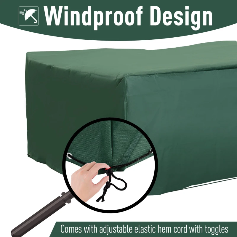 Outsunny UV/Rain Protective Rattan Furniture Cover, 205x145x70 cm-Green(m-4)