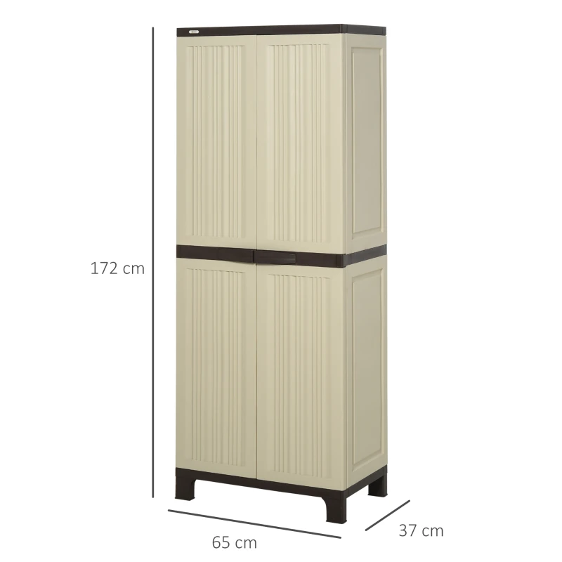 Outsunny Garden Cabinet Shed, Double-Door, 65Lx37Wx172H cm-Beige