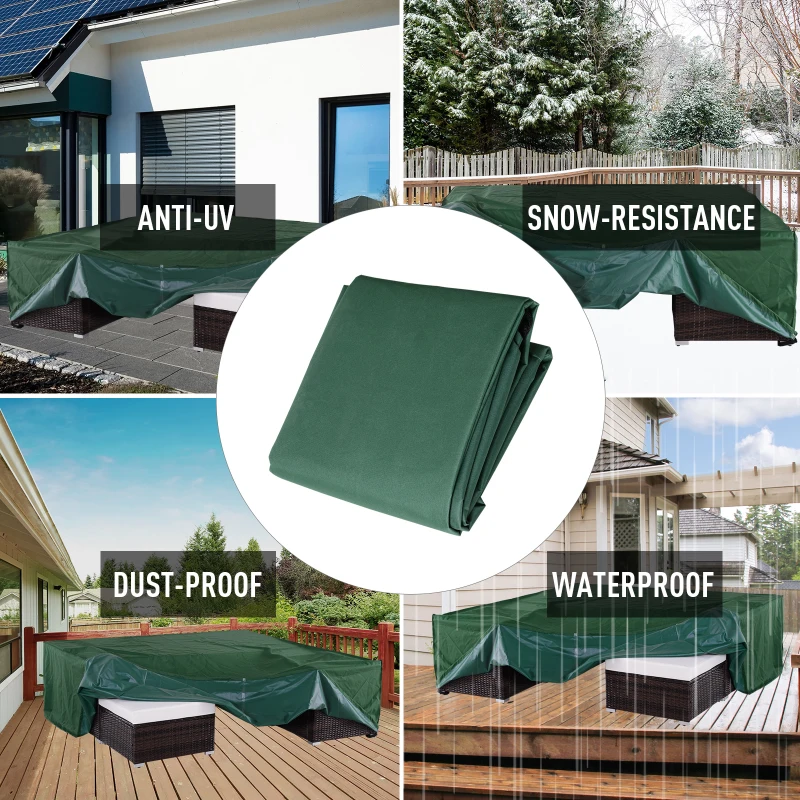 Outsunny UV/Rain Protective Rattan Furniture Cover, 205x145x70 cm-Green(m-6)