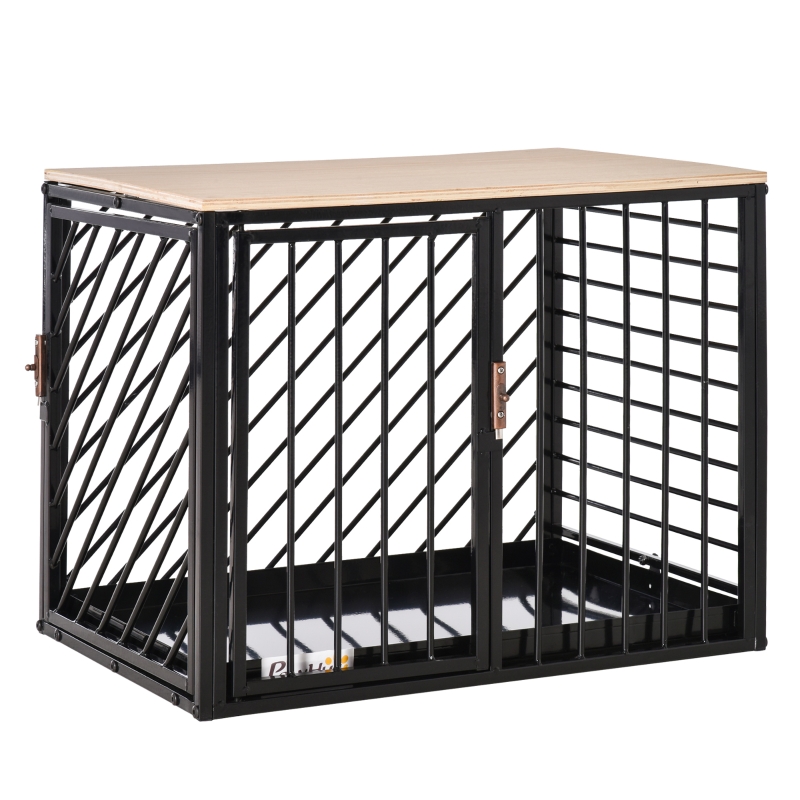 PawHut Heavy Duty Steel Mini & Small Dog Crate w/ Tray Black 61L x 44W x 49H cm