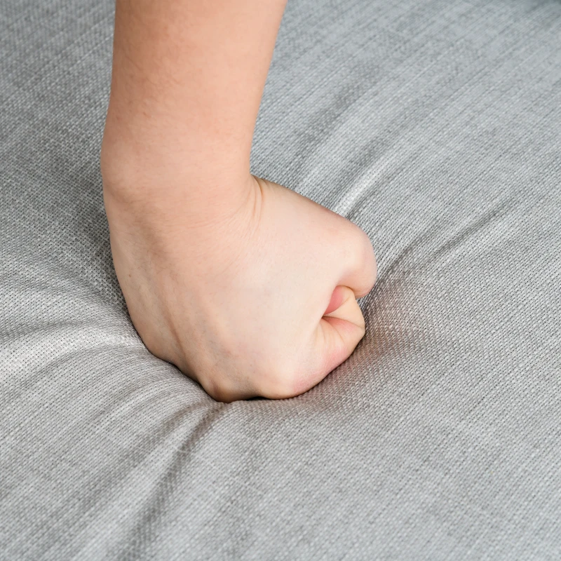 HOMCOM® Krzesło Do Jadalni Kuchni Tapicerowane Nogi Z Drewna Kauczukowego Fotel Len Szary 61 X 56 X 92 Cm