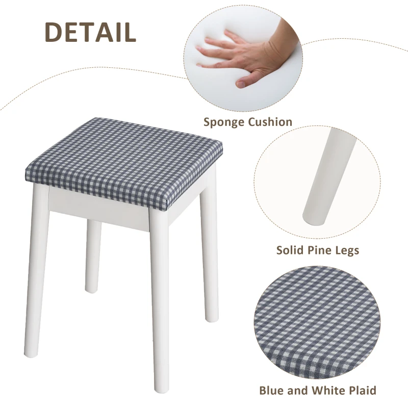 HOMCOM MDF 10-LED Light Dressing Table w/ Stool White