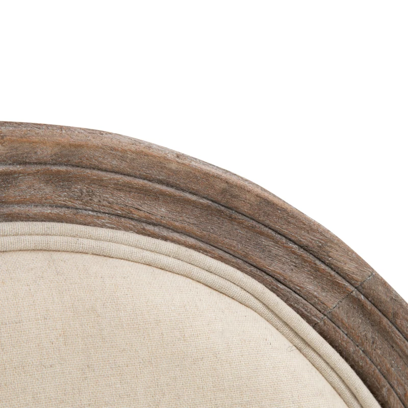 HOMCOM Rubber Wood Twin-Pair Linen Upholstered French Aesthetic Dining Chairs