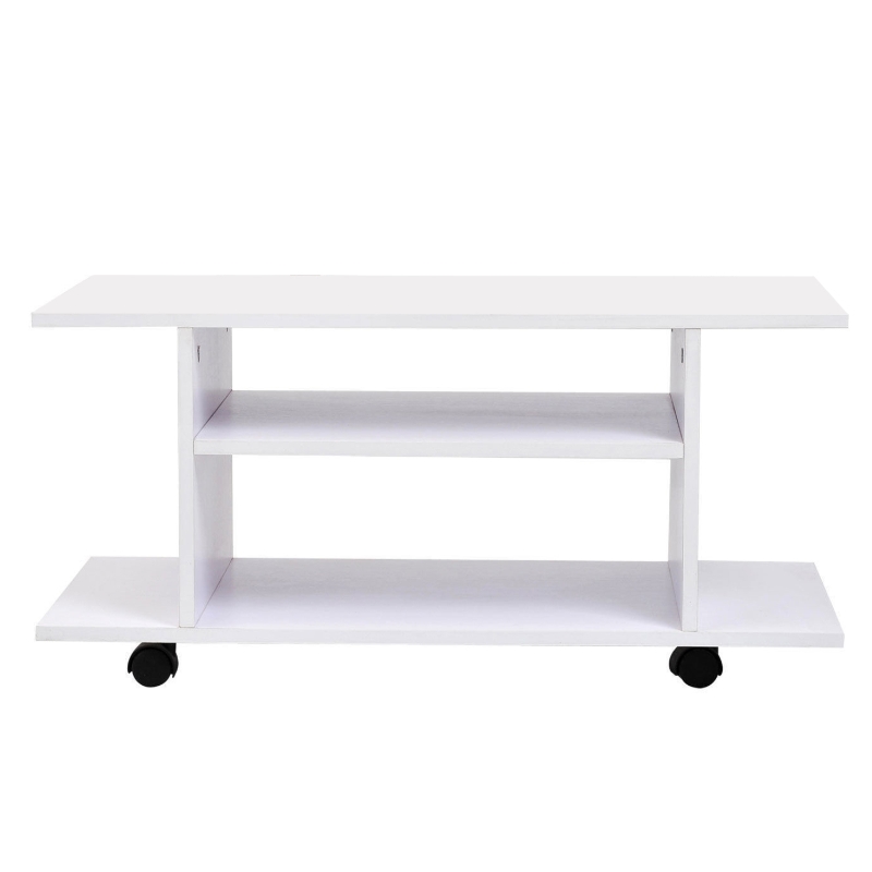 HOMCOM TV Stand W/ Shelves -White