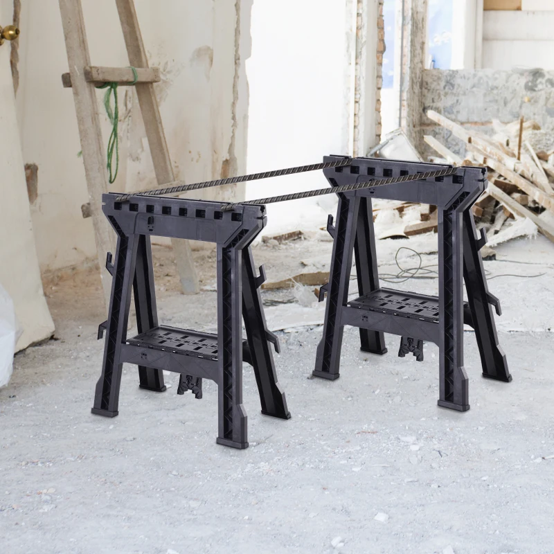 Durhand Foldable Clamping Sawhorse Trestle Twin Support Bars Cutting Stands Workbench