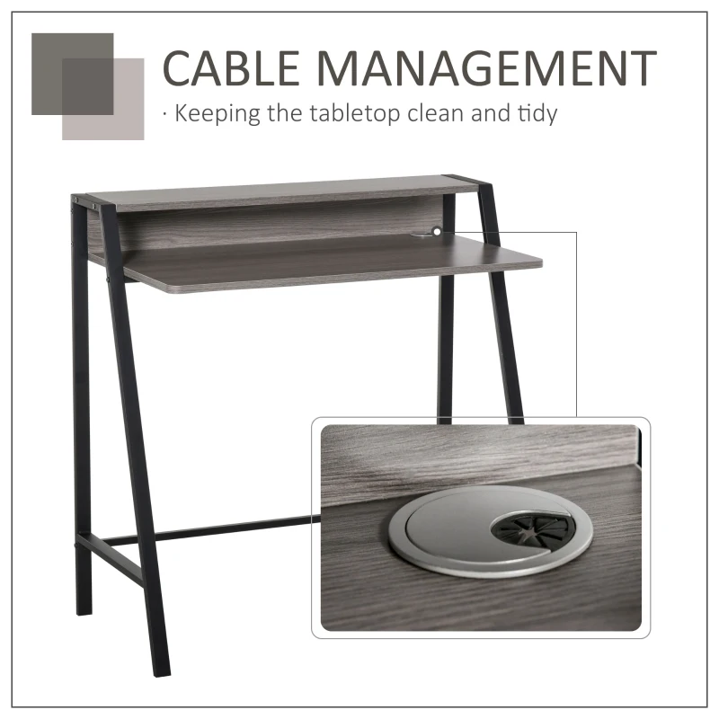 HOMCOM Wooden Writing Desk Computer Table Storage Shelf and Steel Frame Home Office