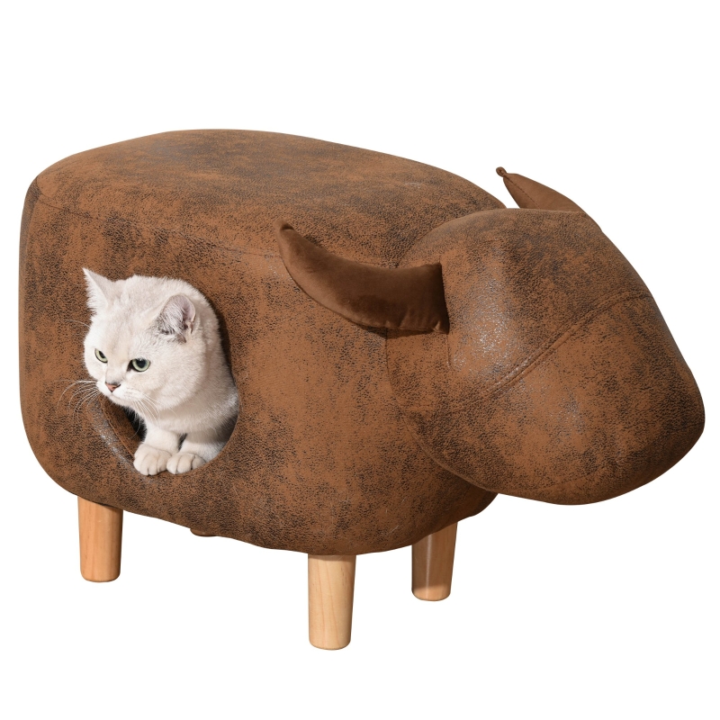 pawhut-pet-house-footstools-animal-shape-ottoman-cat-condo-cave-soft