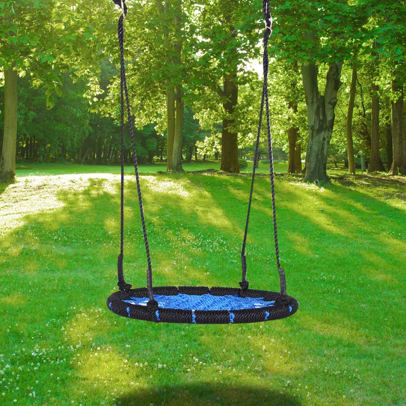HOMCOM 60cm Spider Web Tree Swing Round Kids Hanging Rope Seat Metal Outdoor Toys