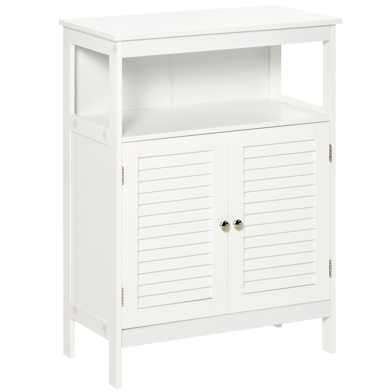 HOMCOM szafka łazienkowa, meble łazienkowe, szafka do łazienki, szafka nocna, szafka kuchenna, szafka wielofunkcyjna, drewno, MDF, biała, 60 x 30 x 81,6 cm