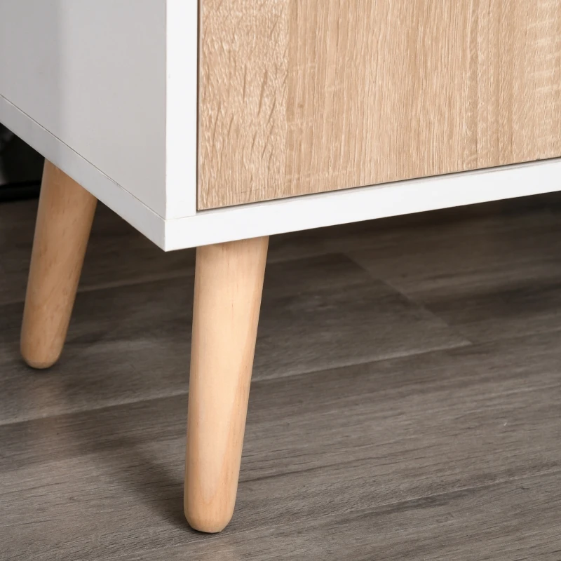 HOMCOM dressoir met kast en lades commode nachtkastje bijzetkast in Scandinavisch design veel opbergruimte MDF spaanplaat wit + naturel 90 x 30 x 72 cm