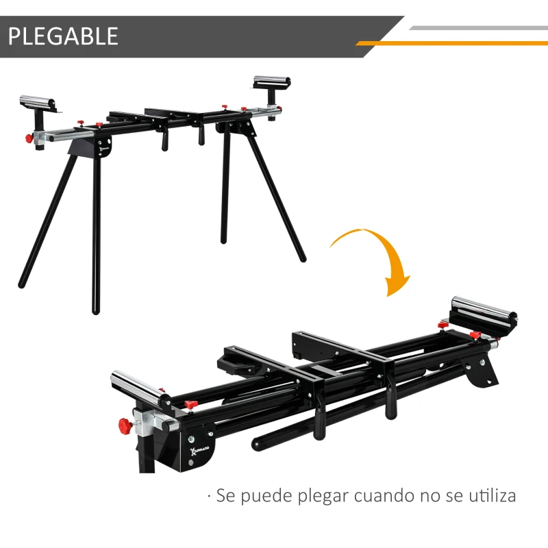 DURHAND Soporte para Sierra Ingletadora Plegable Portátil con Altura Ajustable y Extensible Fácil de Transportar y Almacenar 213x64x102 cm Negro