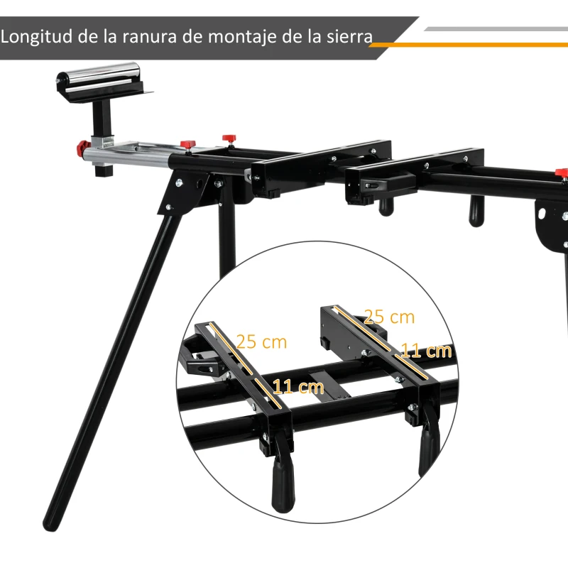 DURHAND Soporte para Sierra Ingletadora Plegable Portátil con Altura Ajustable y Extensible Fácil de Transportar y Almacenar 213x64x102 cm Negro