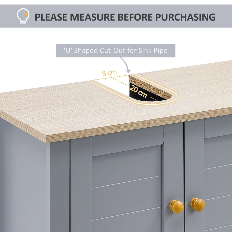 kleankin Bathroom Under Sink Cabinet Vanity Unit with Adjustable Shelf Space Saver