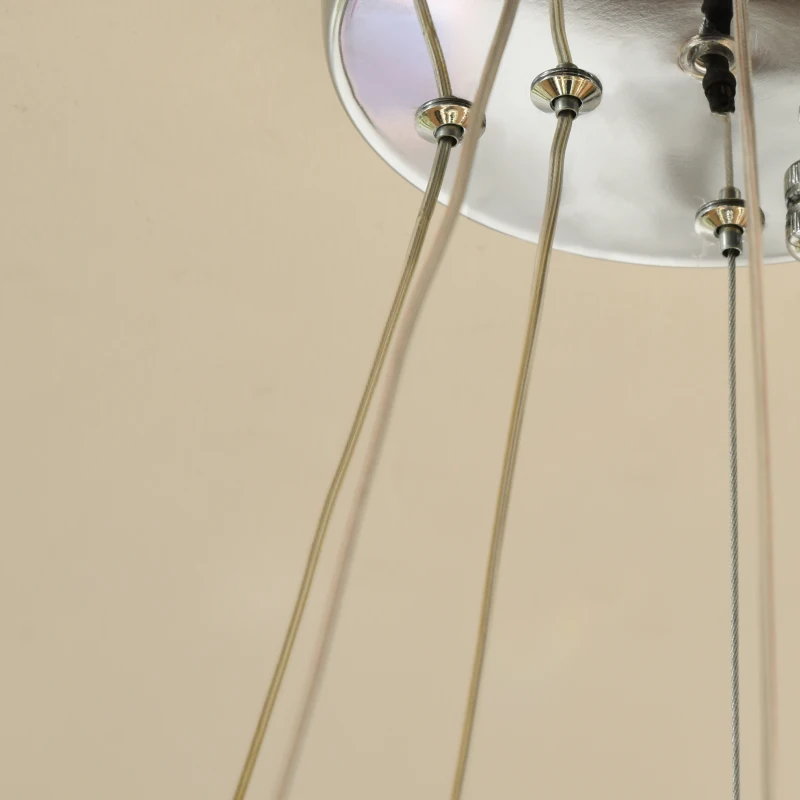 HOMCOM LED Chandelier 2 Crystal Rings Cool Warm White Lighting Home Style Silver