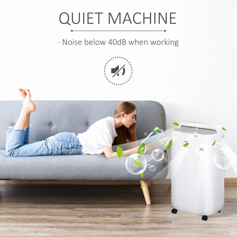 HOMCOM Portable Dehumidifier 4000ml Ultra Quiet Auto Cut Off for Basement Bathroom