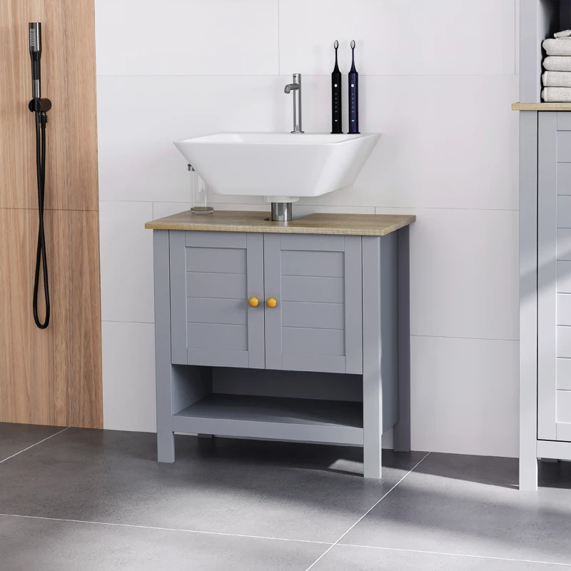 kleankin Bathroom Under Sink Cabinet Vanity Unit with Adjustable Shelf Space Saver