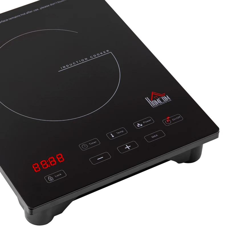 HOMCOM Induction Hob Induction Cooker 2000W w/ 4H Timer Safety Lock Sensor Touch