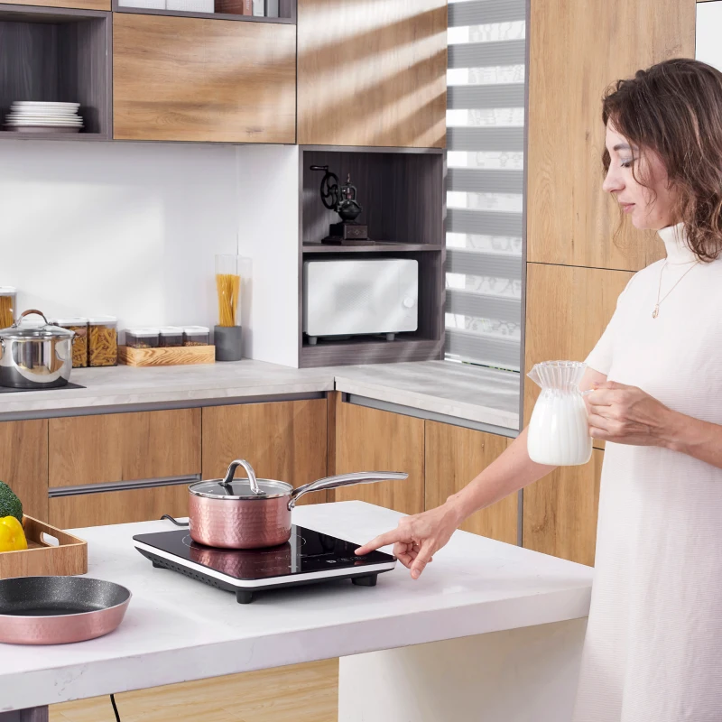 HOMCOM Induction Hob Single Induction Cooker 2000W w/ Sensor Touch 4H Timer Child Lock