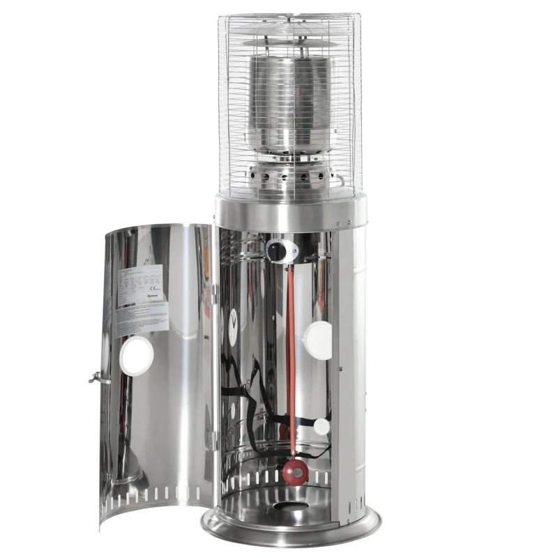 Outsunny 10KW Outdoor Gas Patio Heater Standing Propane Heater w/ Wheels Dust Cover