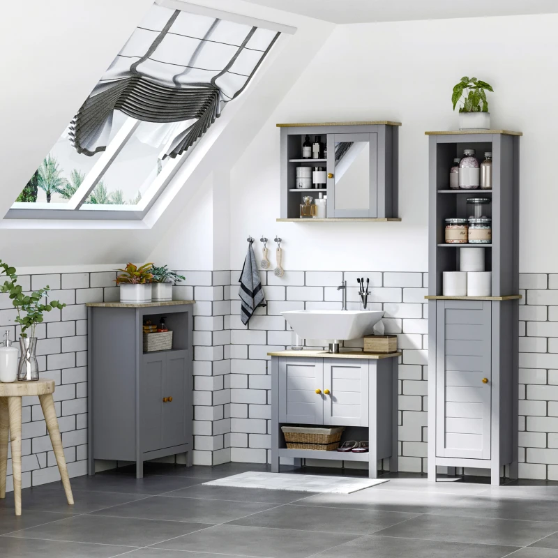 kleankin Bathroom Under Sink Cabinet Vanity Unit with Adjustable Shelf Space Saver
