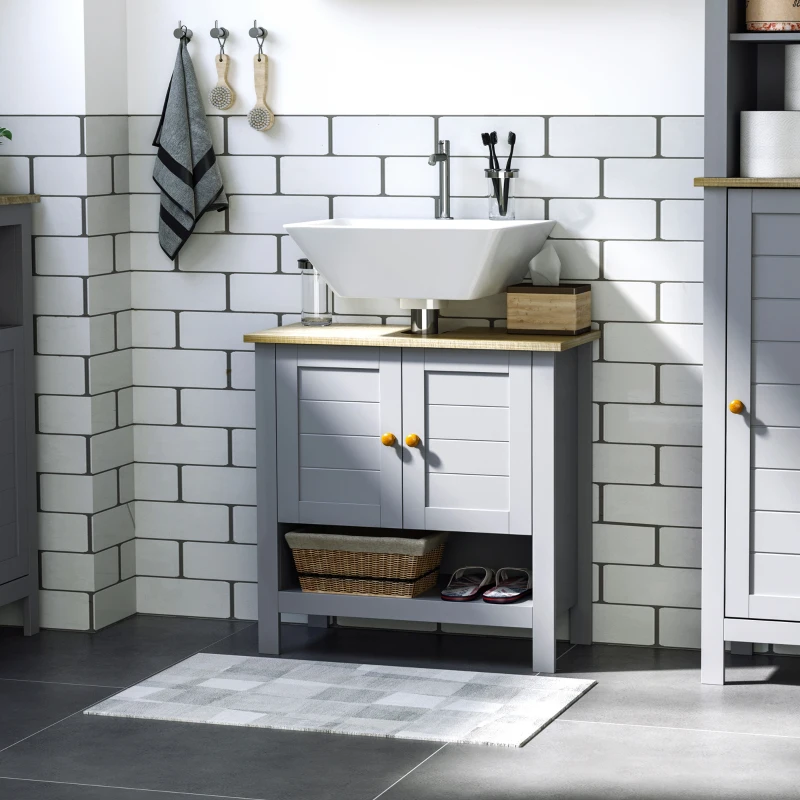 kleankin Bathroom Under Sink Cabinet Vanity Unit with Adjustable Shelf Space Saver