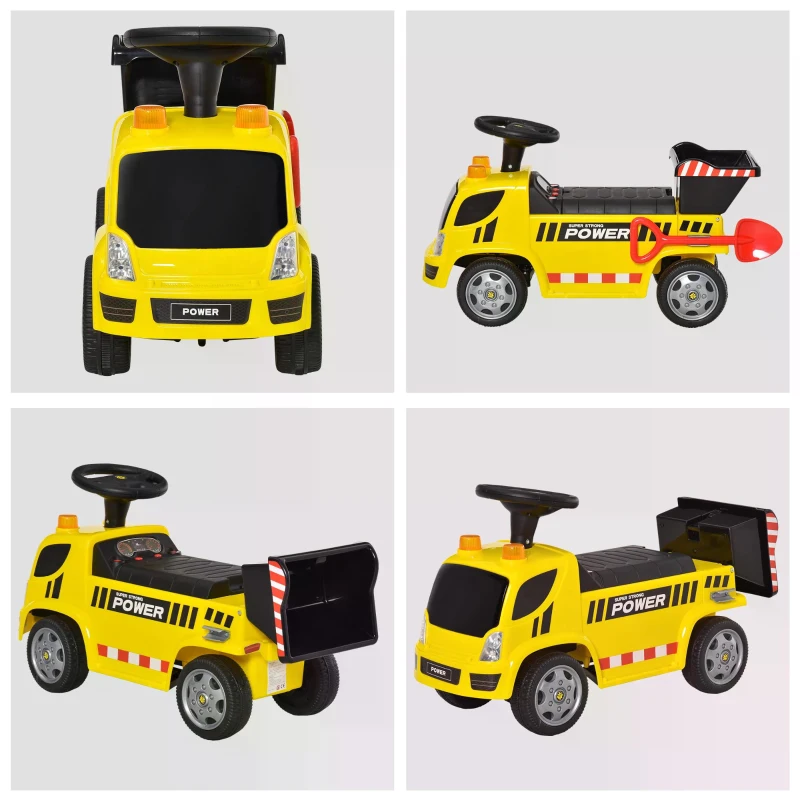 HOMCOM Ride On Car Kids Truck Storage w/ Tipping Bucket for 18 - 36 Months Yellow