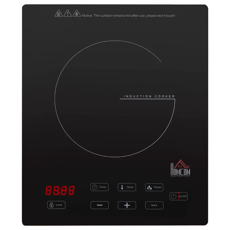 HOMCOM Induction Hob Induction Cooker 2000W w/ 4H Timer Safety Lock Sensor Touch