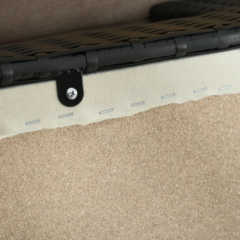 PawHut Rattan Dog Cat Pet Bed with Soft Cushion Indoor Use 61L x 46W x 27H cm