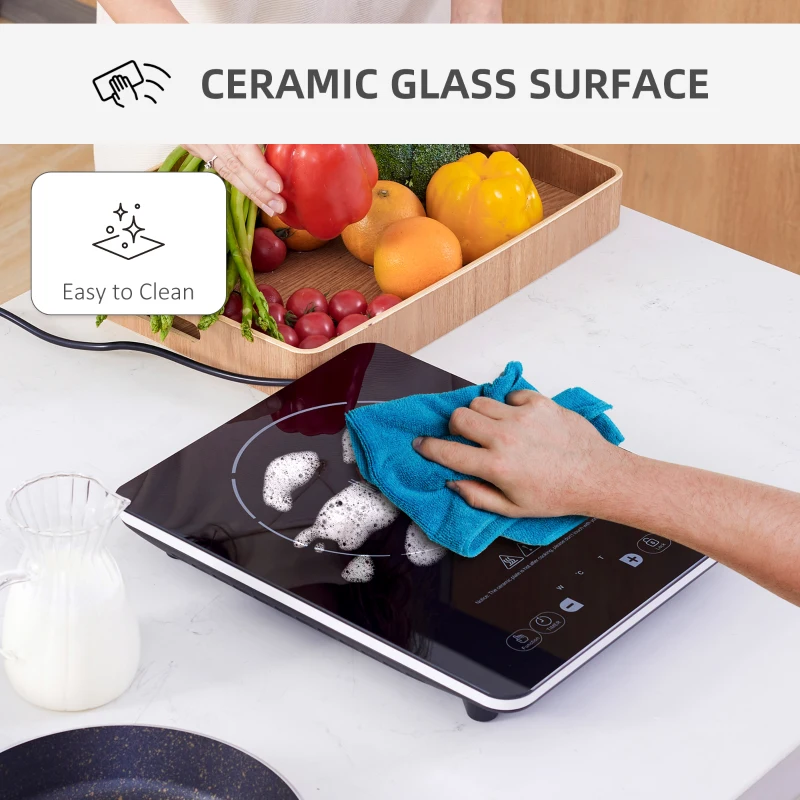 HOMCOM Induction Hob Single Induction Cooker 2000W w/ Sensor Touch 4H Timer Child Lock