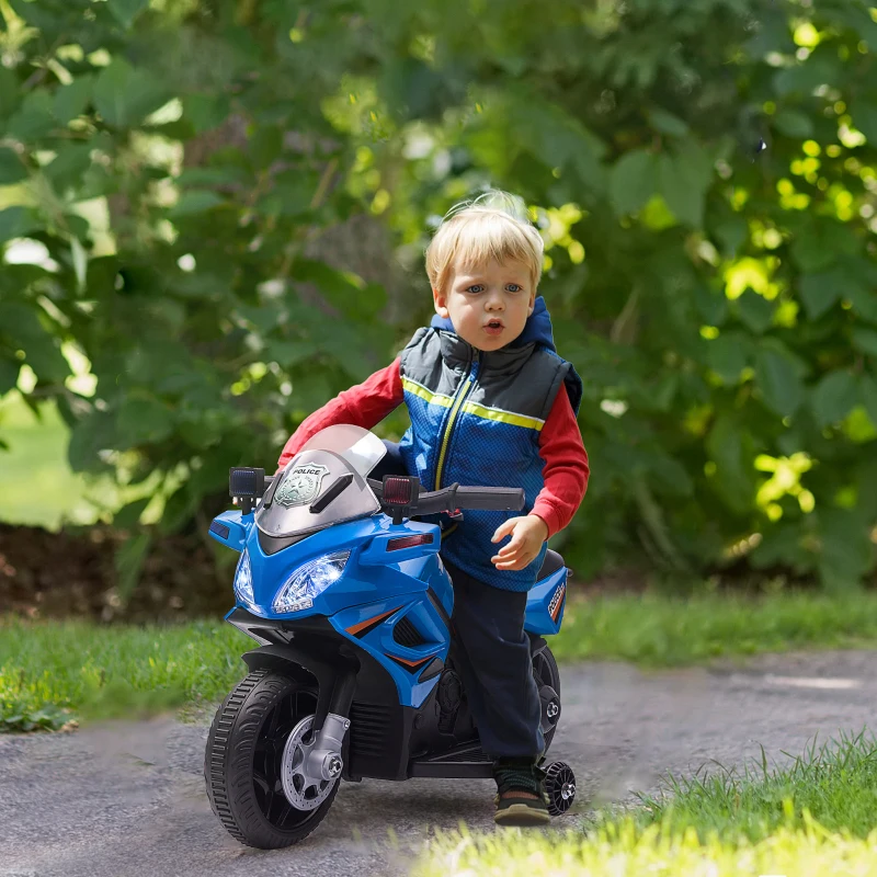 HOMCOM Kids 6V Electric Pedal Motorcycle Ride-On Toy Battery 18-48 months Blue