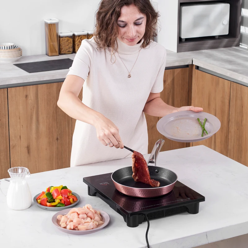 HOMCOM Induction Hob Induction Cooker 2000W w/ 4H Timer Safety Lock Sensor Touch