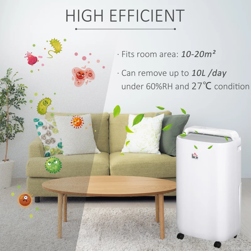 HOMCOM Portable Dehumidifier 4000ml Ultra Quiet Auto Cut Off for Basement Bathroom