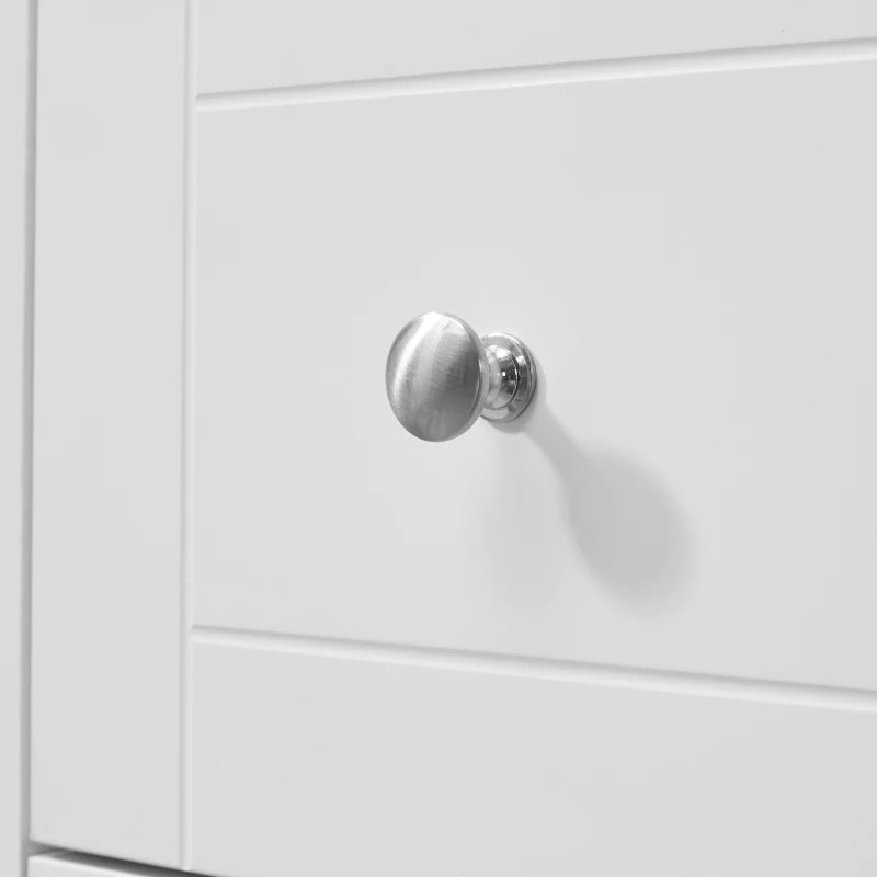 HOMCOM keukenkast dressoir opbergkast elegant met twee glazen deuren open rek twee schuifladen anti-kantel-design voor eetkamer woonkamer MDF grenen hout wit 132 x 38 x 89 cm