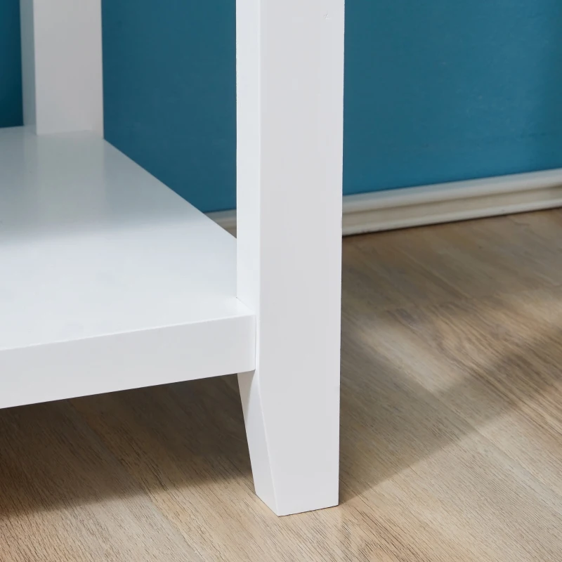 HOMCOM keukenkast dressoir opbergkast elegant met twee glazen deuren open rek twee schuifladen anti-kantel-design voor eetkamer woonkamer MDF grenen hout wit 132 x 38 x 89 cm