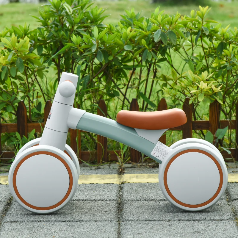 HOMCOM loopfiets voor kinderen loopfiets 12-36 maanden met slijtvaste TPU wielen eerste fiets voertuig cadeaus voor jongens/meisjes peuterspeelgoed PP TPR bruin + groen 60 x 24 x 37 cm