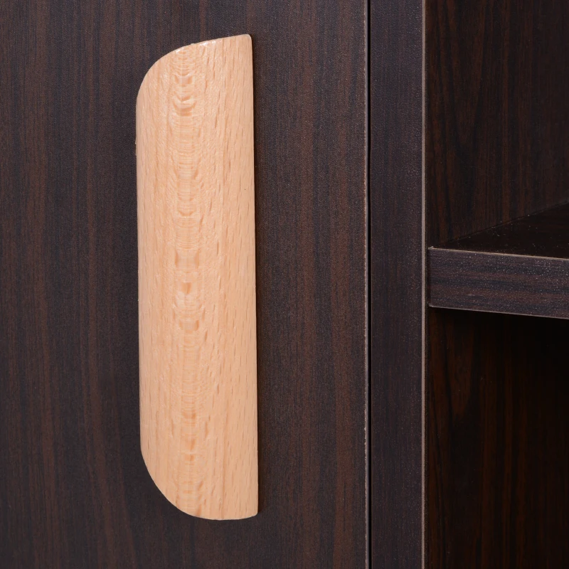 HOMCOM commode dressoir schuifladekast kast op poten dressoir schoenenkast keukenkast keukenmeubel met 2 deuren 5 vakken notenhout 80 x 23,5 x 123 cm