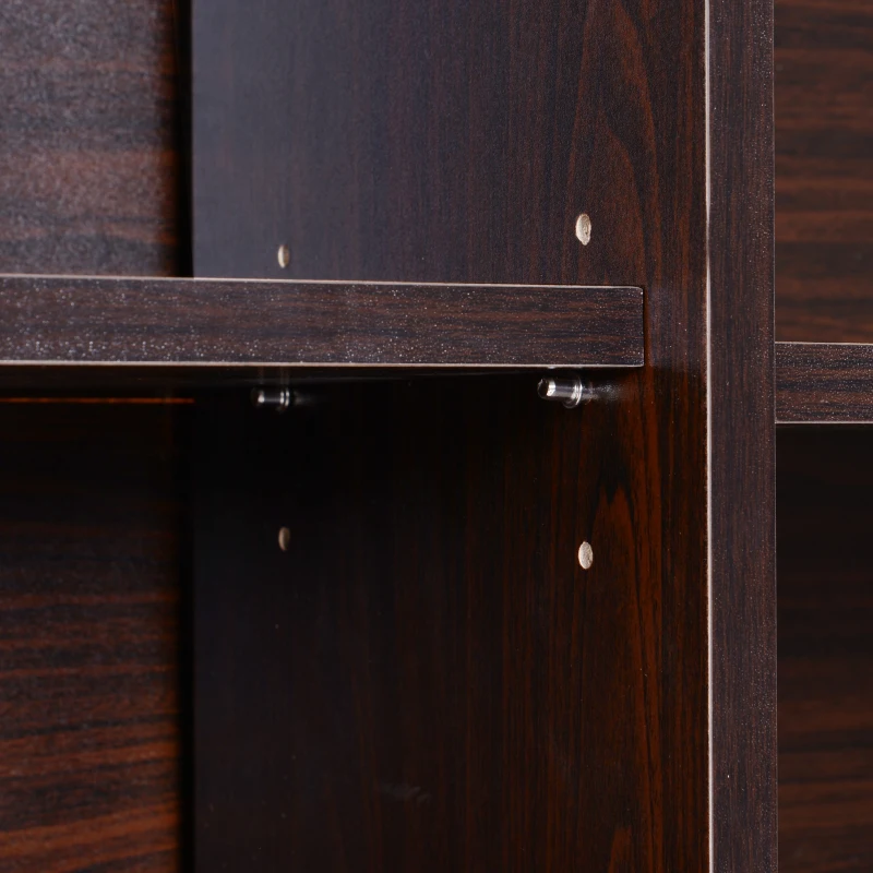 HOMCOM commode dressoir schuifladekast kast op poten dressoir schoenenkast keukenkast keukenmeubel met 2 deuren 5 vakken notenhout 80 x 23,5 x 123 cm