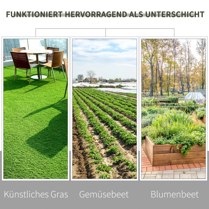 Outsunny anti-onkruiddoek slijtvaste onkruidbarrière afscheidingstape doek scheurvast bodembedekker 100 g/m² ondervloerdoek met groene scheidingswanden waterdoorlatend PP-kunststof zwart 50 x 1 m