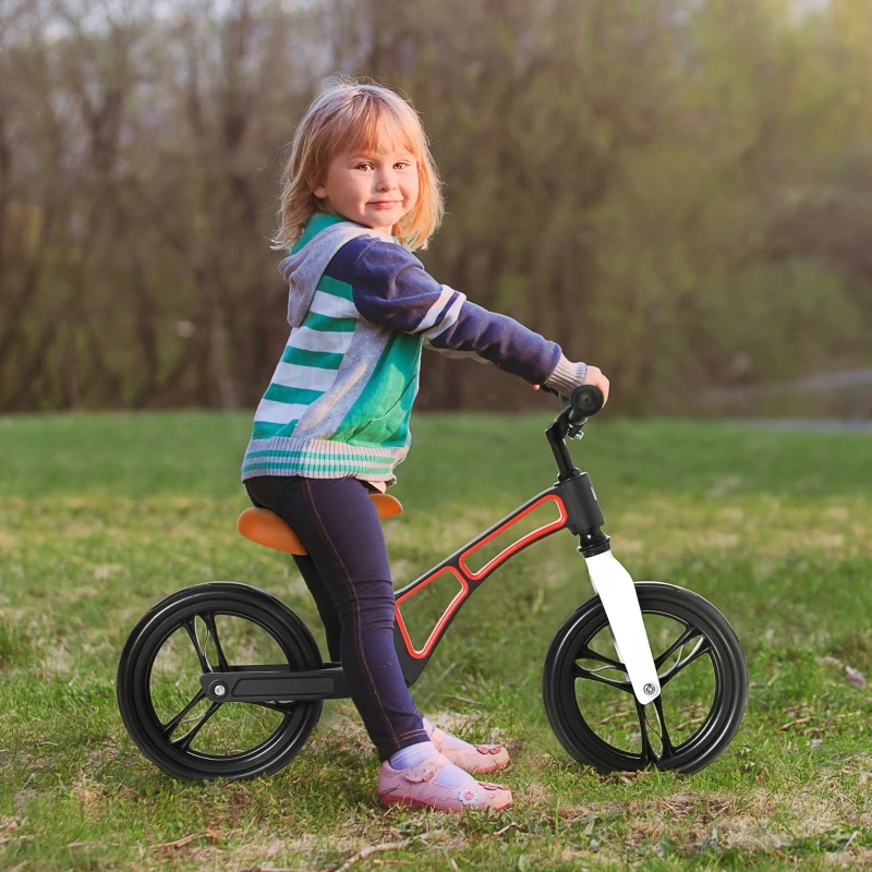 HOMCOM kinderloopfiets zonder trapfiets EVA banden verstelbaar zadel en handvat met traptraining peuterfiets 2-5 jaar wit + zwart 86 x 41 x 49-56 cm