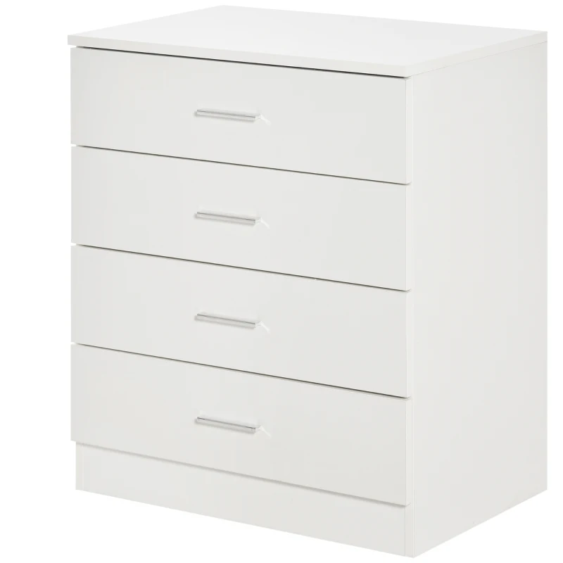 HOMCOM Chest of Drawers, 4 Drawers Storage Cabinet with Metal Rails, Anti-Tip for Playroom, Nursery Room, Hallway, etc