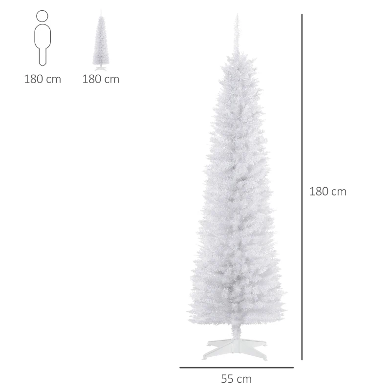 HOMCOM kerstboom dennenboom met kunststof standaard 390 takpunten wit Ø 55 x 180 h cm
