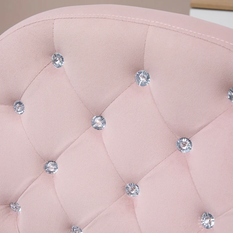 Vinsetto Office Chair Luxury Velour Diamante Tufted Padded Ergonomic 360° Swivel Pink