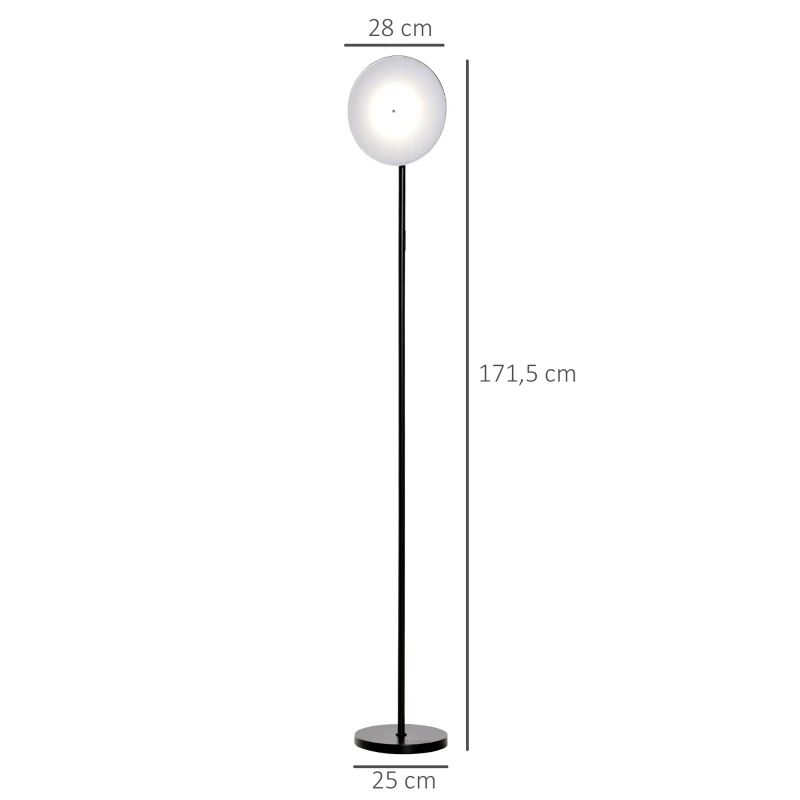 HOMCOM vloerlamp met LED 90 graden verstelbaar afneembare lichtmast lamp metaal acryl zwart Ø28 x 171,5 cm