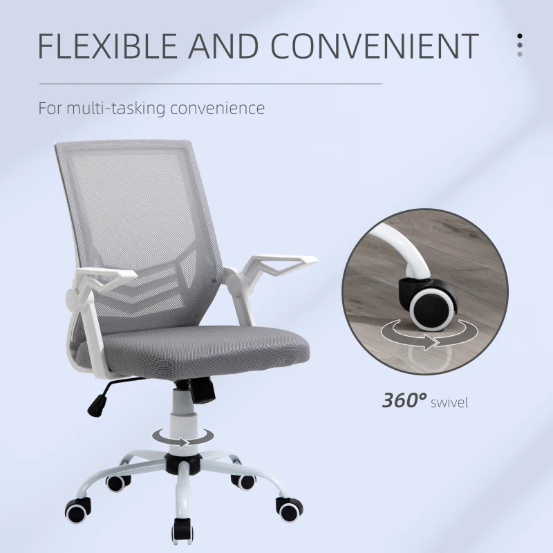 Vinsetto Mesh Home Office Chair Swivel Task Computer Desk Chair w/ Lumbar Support, Grey(m-8)