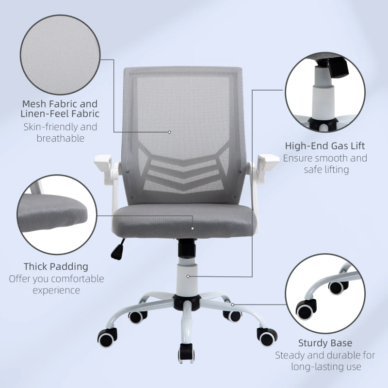 Vinsetto Mesh Home Office Chair Swivel Task Computer Desk Chair w/ Lumbar Support, Grey(m-9)