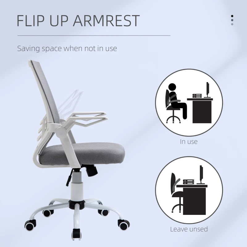Vinsetto Mesh Home Office Chair Swivel Task Computer Desk Chair w/ Lumbar Support, Grey(m-7)