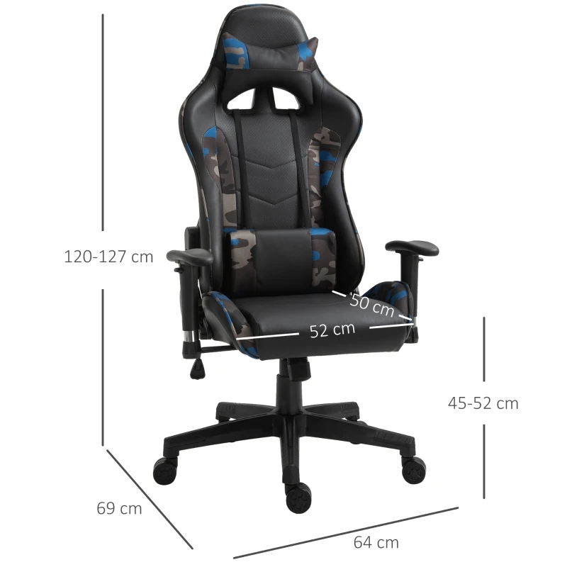 Krzesło biurowe do masażu Krzesło do gier Ergonomiczne krzesło obrotowe Czarne Moro Kamuflaż