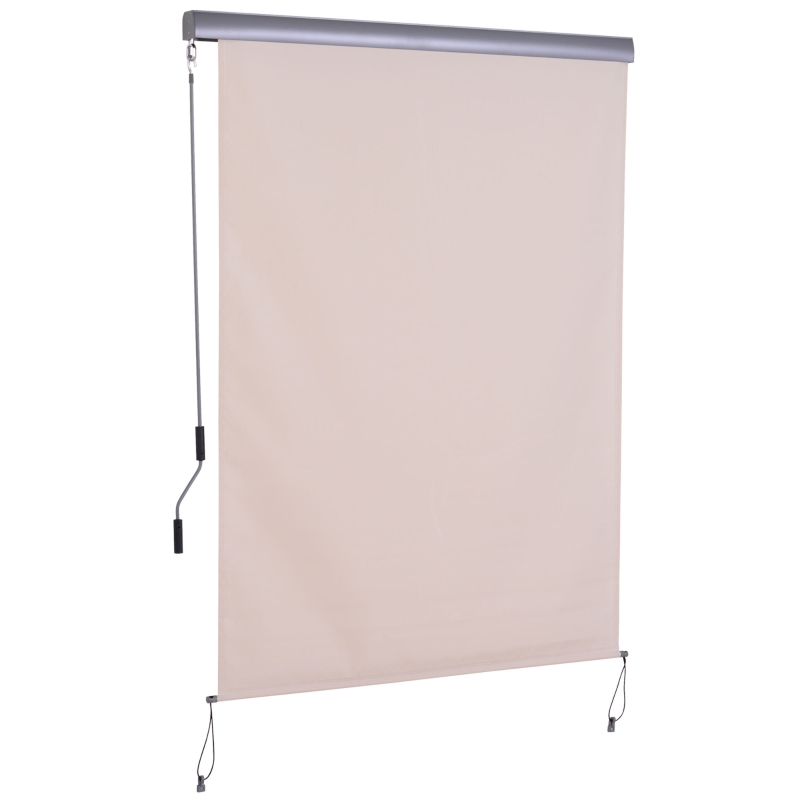 Markiza pionowa, aluminiowa markiza balkonowa z korbką ręczną, kremowa, 140 x 250 cm