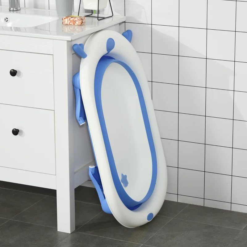 HOMCOM Foldable Portable Baby Bath Tub w/ Temperature-Induced Water Plug for 0-3 years