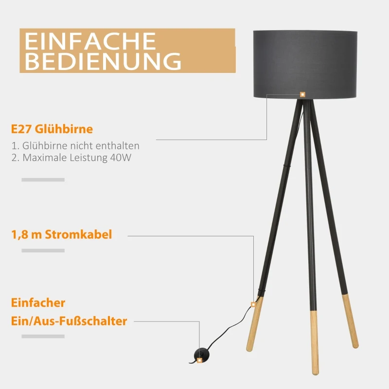 Lampa podłogowa Lampa stojąca E27 do sypialni jadalni szary